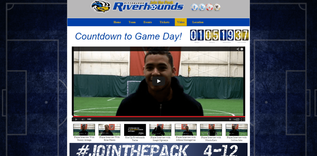 Marketing website for the Pittsburgh Riverhounds