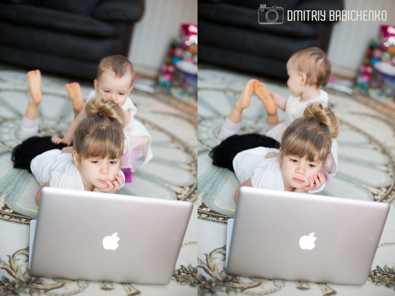Daniella and Sophia Skyping with Grandma