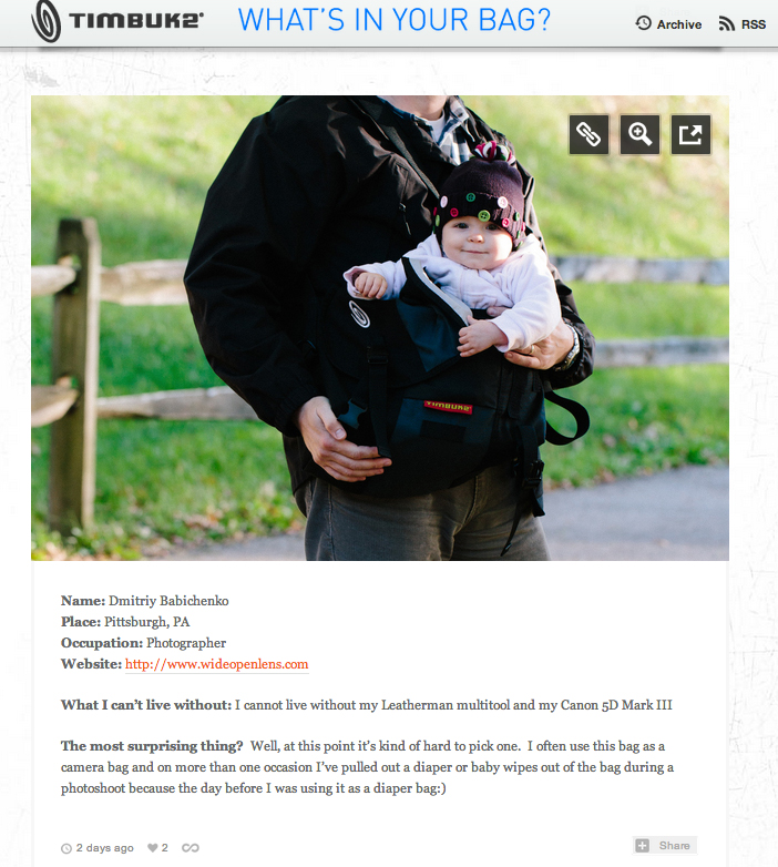 Timbuk2 - What's In Your Bag | Dmitriy Babichenko, Pittsburgh Photographer